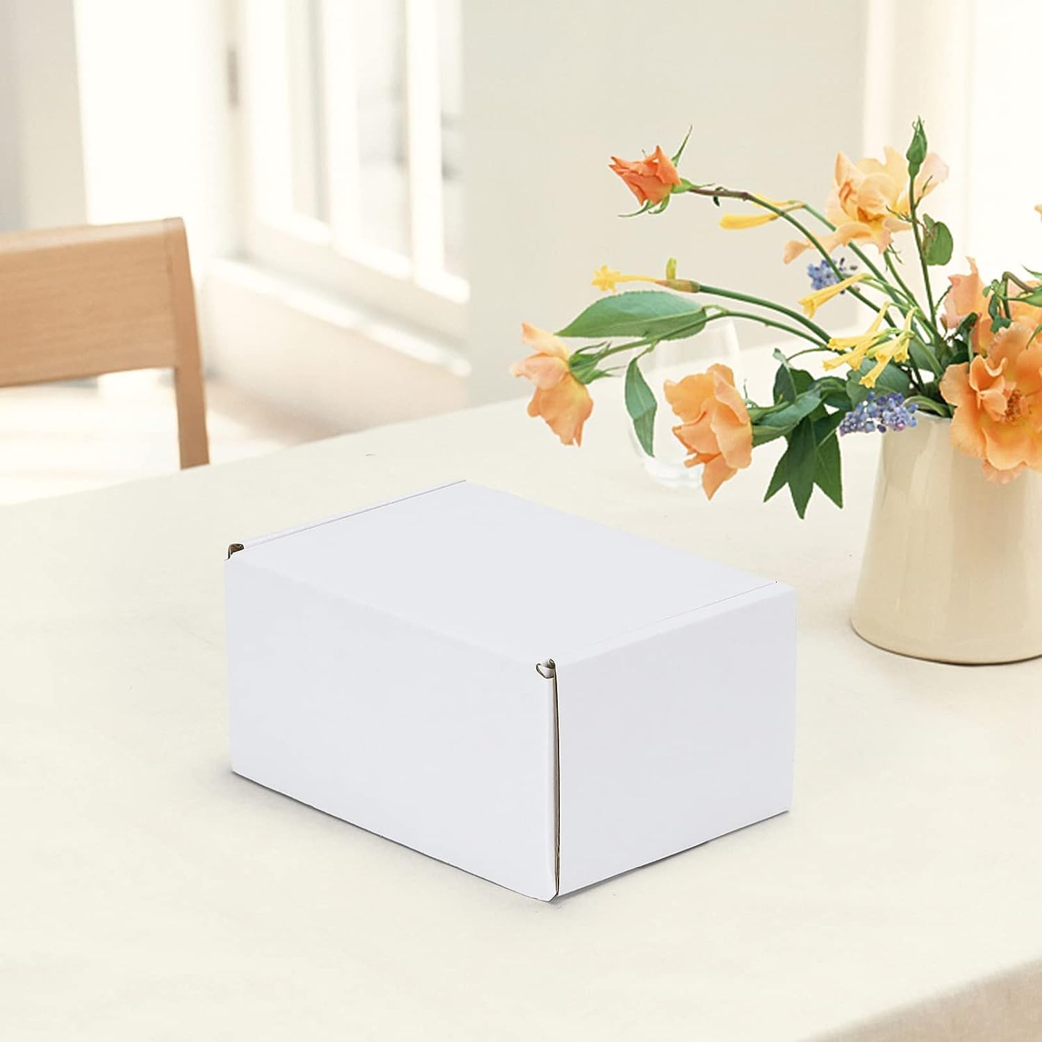 6x4x3 inches Shipping Boxes Set of 50, White Corrugated Cardboard Box Literature Mailer