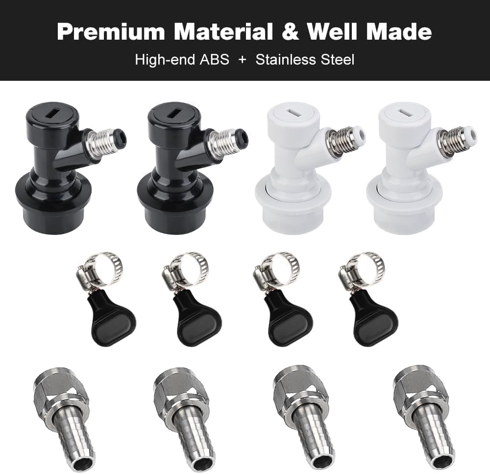 Ball Lock Keg Fittings Disconnect, Ball Lock MFL Quick Connector | Ball Lock Keg Connectors 5/16” Gas 1/4” Liquid