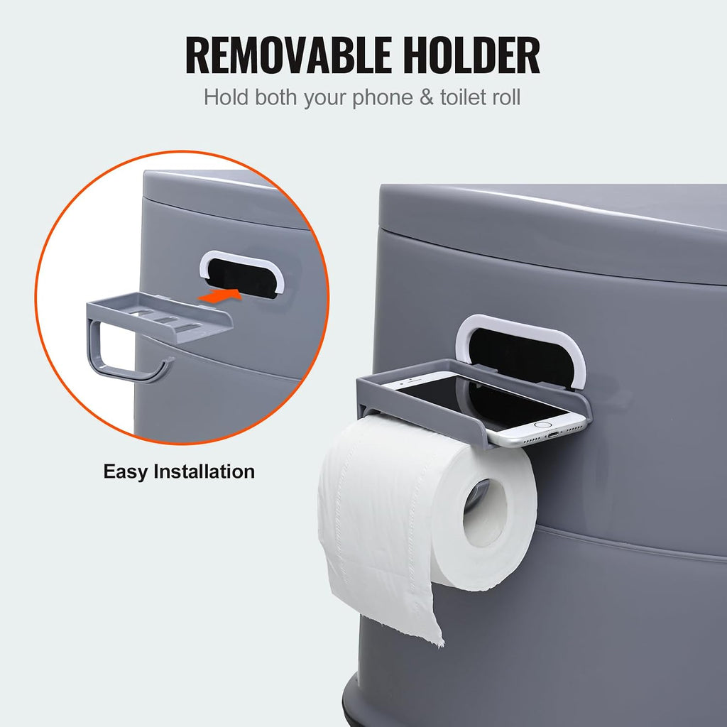RV Toilet for Camping, Portable Toilet with 1.3 Gal Detachable Inner Bucket & Removable Paper Holder, Commode with