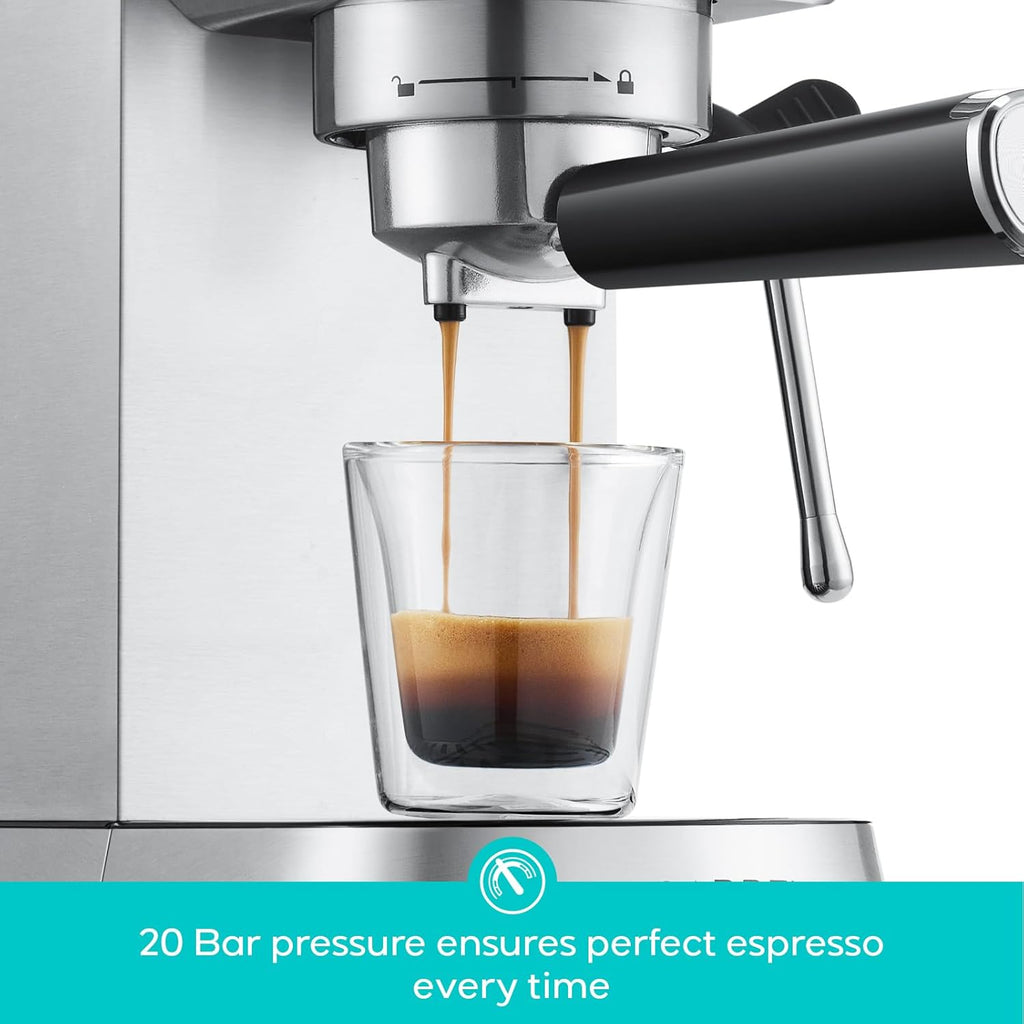 CM5418 Compact Espresso Machine with Milk Frothing Steam Wand | Stainless Steel, 20-Bar Pump, Built-in Pressure