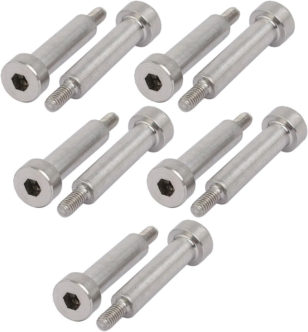 uxcell 10pcs 304 Stainless Steel Hex Socket Shoulder Bolt 5mm Shoulder Dia 20mm Shoulder Length M3 Thread