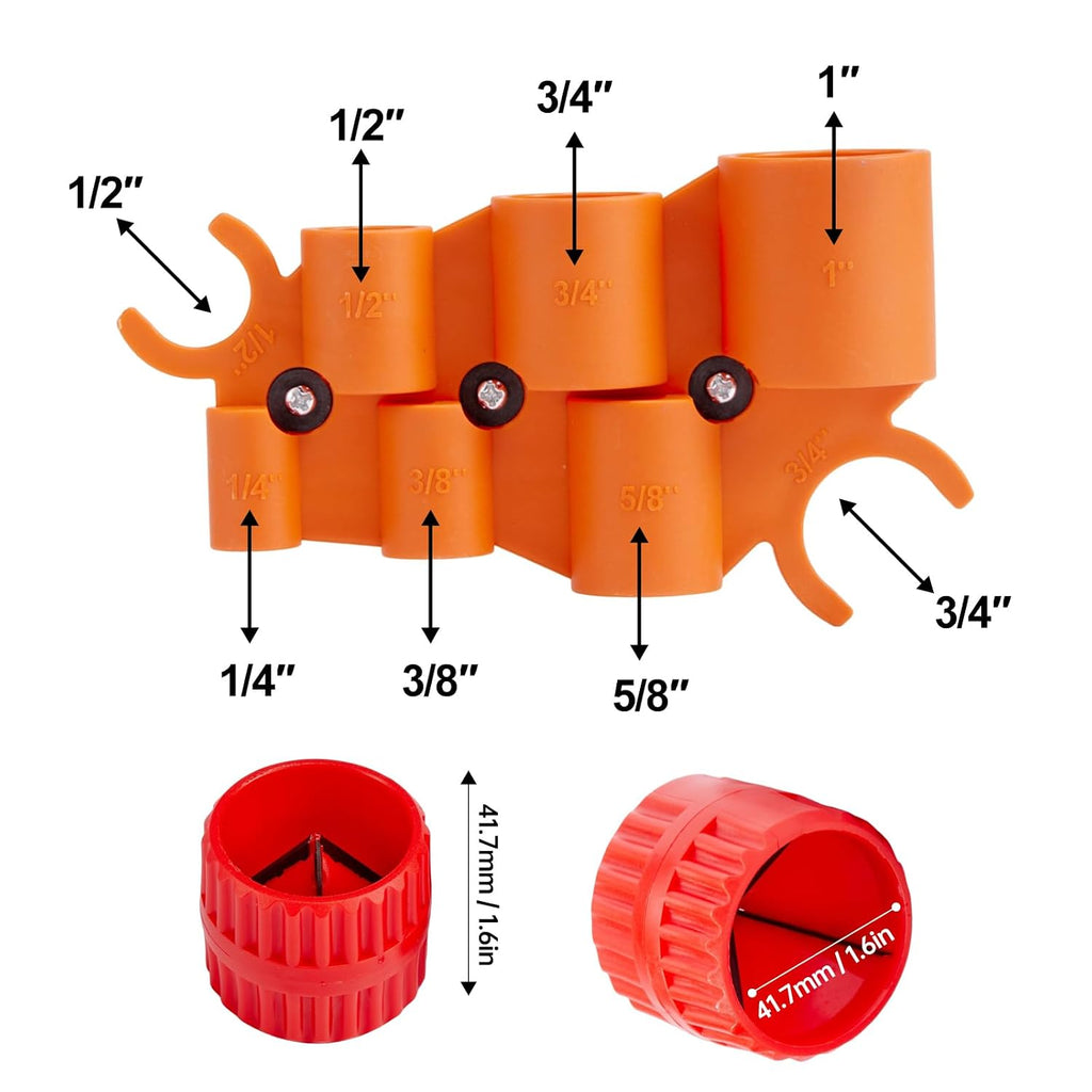 1/4'' - 1'' Depth Gauge with 2Pcs Pipe Deburring Tools Kit, 1/8'' to 1-5/8'' Inner Outer Reamer Pipe Tubing Chamfer