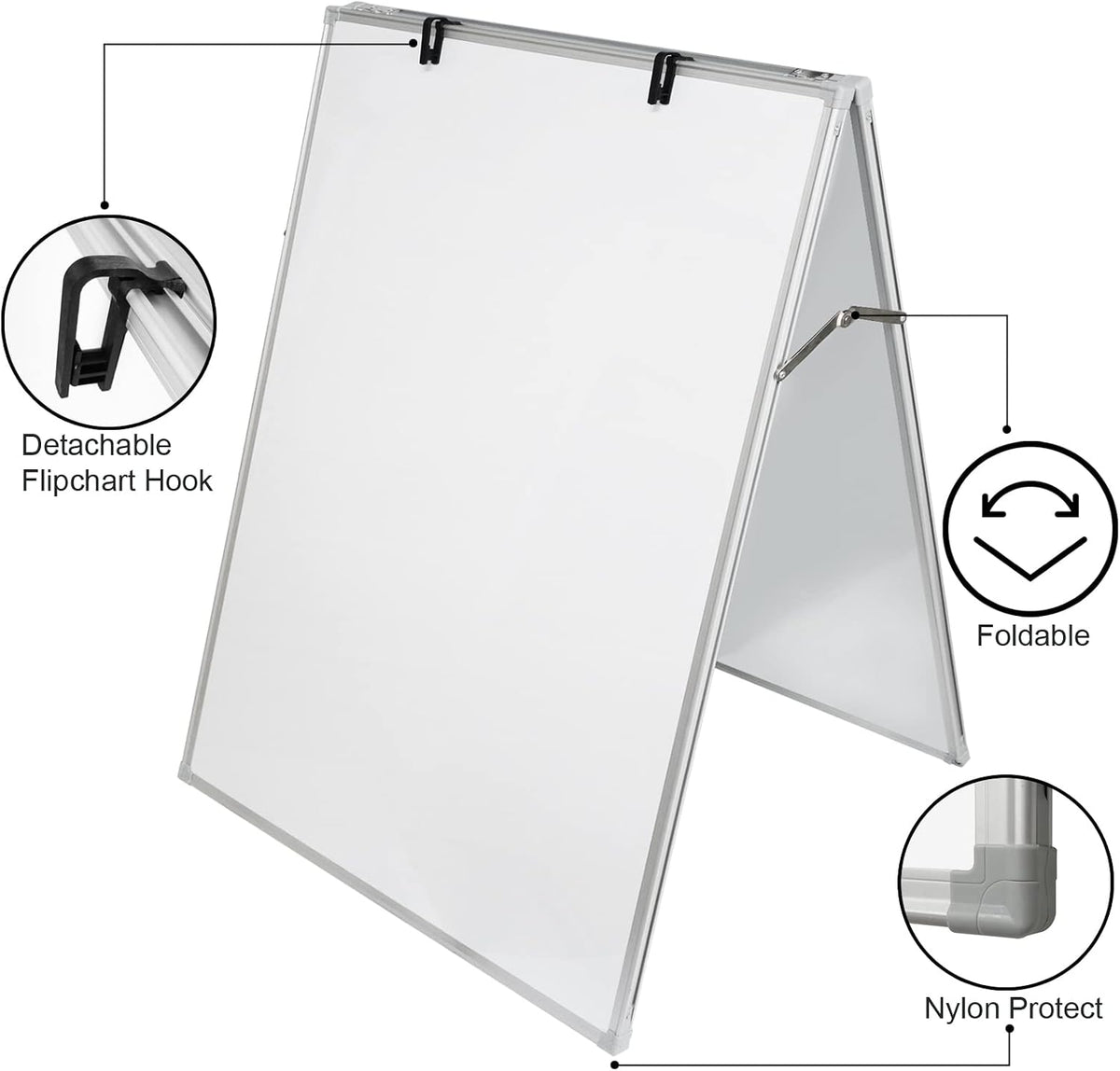 Dry Erase Board, Magnetic White Board 36 X 24 Inch, Double Sided Whiteboard Easel, Silver Aluminum Frame with Two