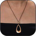 Boho Hollow Teardrop Necklace for Women Gold Waterdrop Pendant Necklace Geometric Hollow Square Statement Necklace