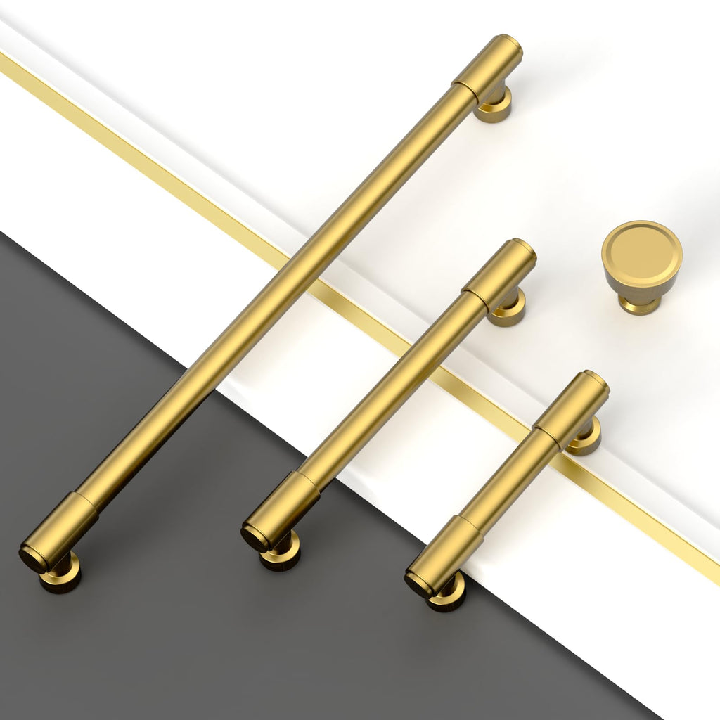 Vibrant Brushed Moderne Brass Cabinet Pulls,7.5 Inch,10 Pack