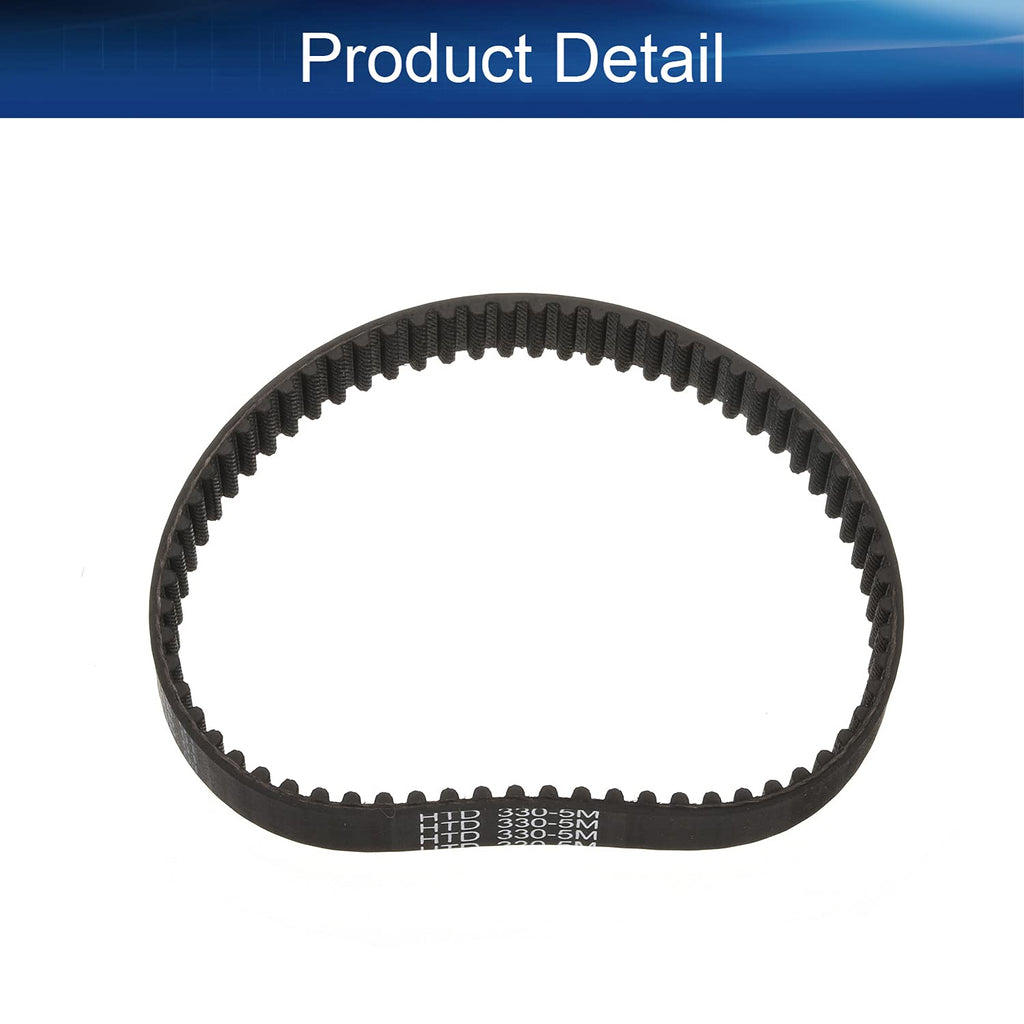 Heyiarbeit 5M330 Rubber Timing Belt 5mm Pitch 15mm Width Arc Toothed Belt Synchronous Closed Loop Industrial Timing Belt for 3D Printers Black Tone