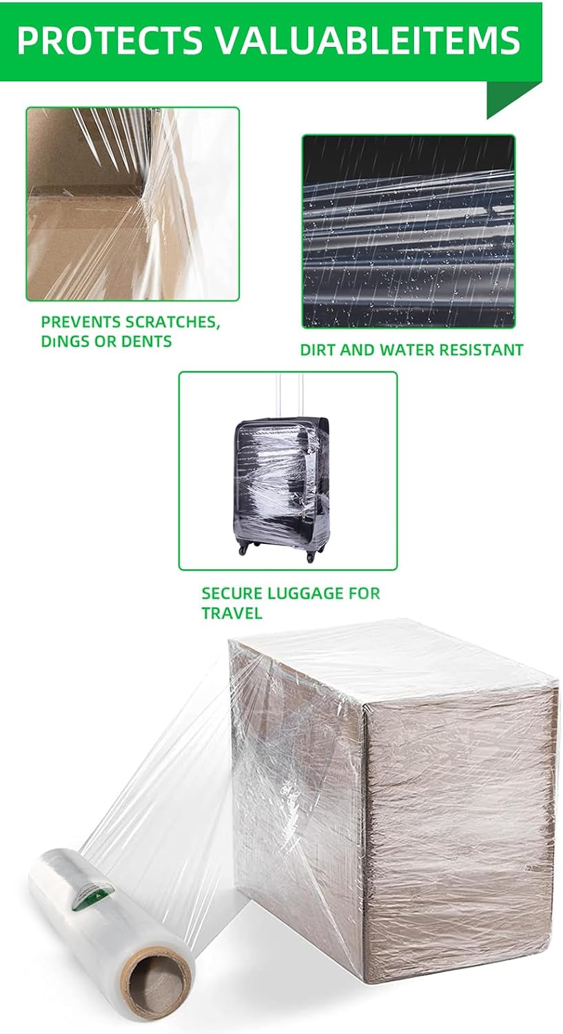 Shrink Wrap Rolls, Stretch Wrap 18in x 1500ft 4 Pack, Heavy Duty Pallet Wrap