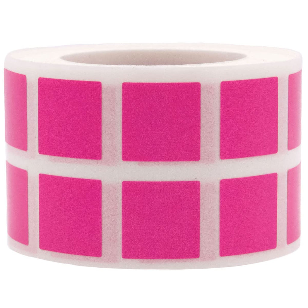 Hot Pink 1/2" Inch Square Adhesive Labels 1,000 Color Coding Dot Stickers for Efficient Inventory Management