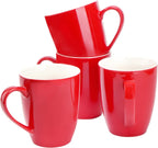 BTaT- Porcelain Coffee Mugs Set, 16 Ounces, 4 Pack, Red Ceramic Coffee Mugs with Handle, Restaurant Cups for Mocha