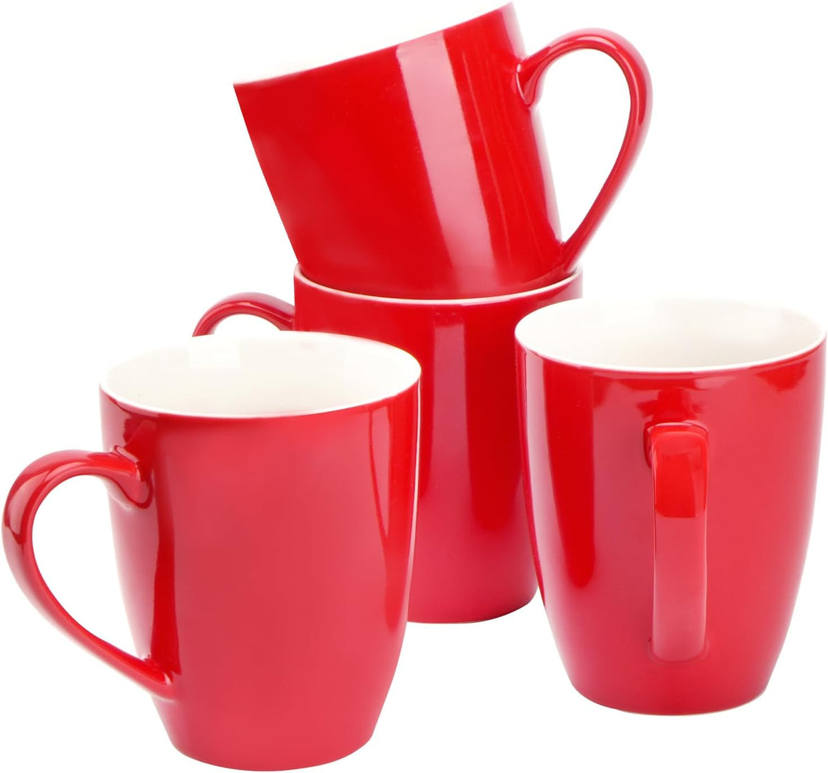 BTaT- Porcelain Coffee Mugs Set, 16 Ounces, 4 Pack, Red Ceramic Coffee Mugs with Handle, Restaurant Cups for Mocha