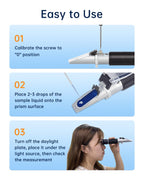 Brix Refractometer with ATC, 0-32% Brix Range, Handheld Sugar Tester