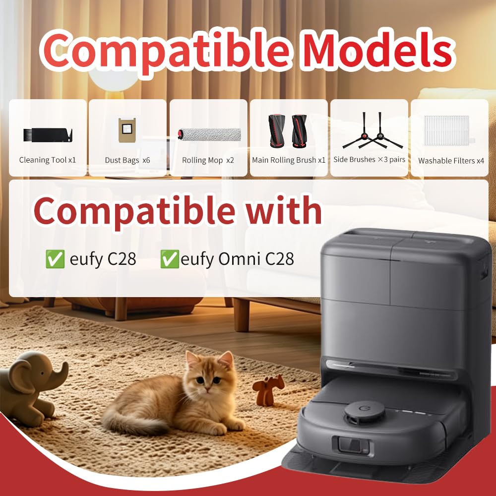 Omni C28 Accessories Kit Replacement Compatible with Eufy C28 Robot Vacuum