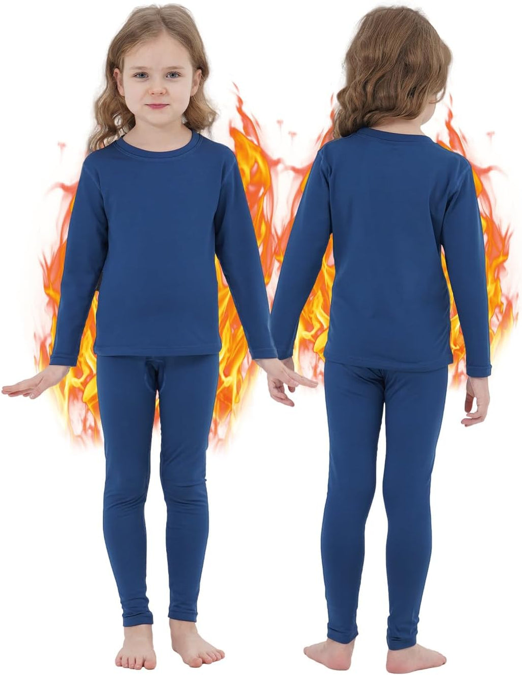 Girls Thermal Underwear Set Ultra Soft Long Underwear for Kids Fleece Lined Winter Warm Base Layer Kids Long Johns Set