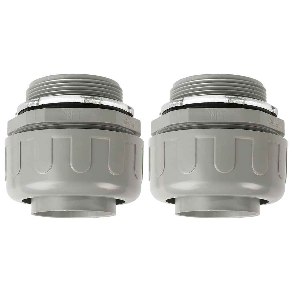 HDHAODA Conduit Connectors, 2 Inch, Straight, Grey, 2-Pack