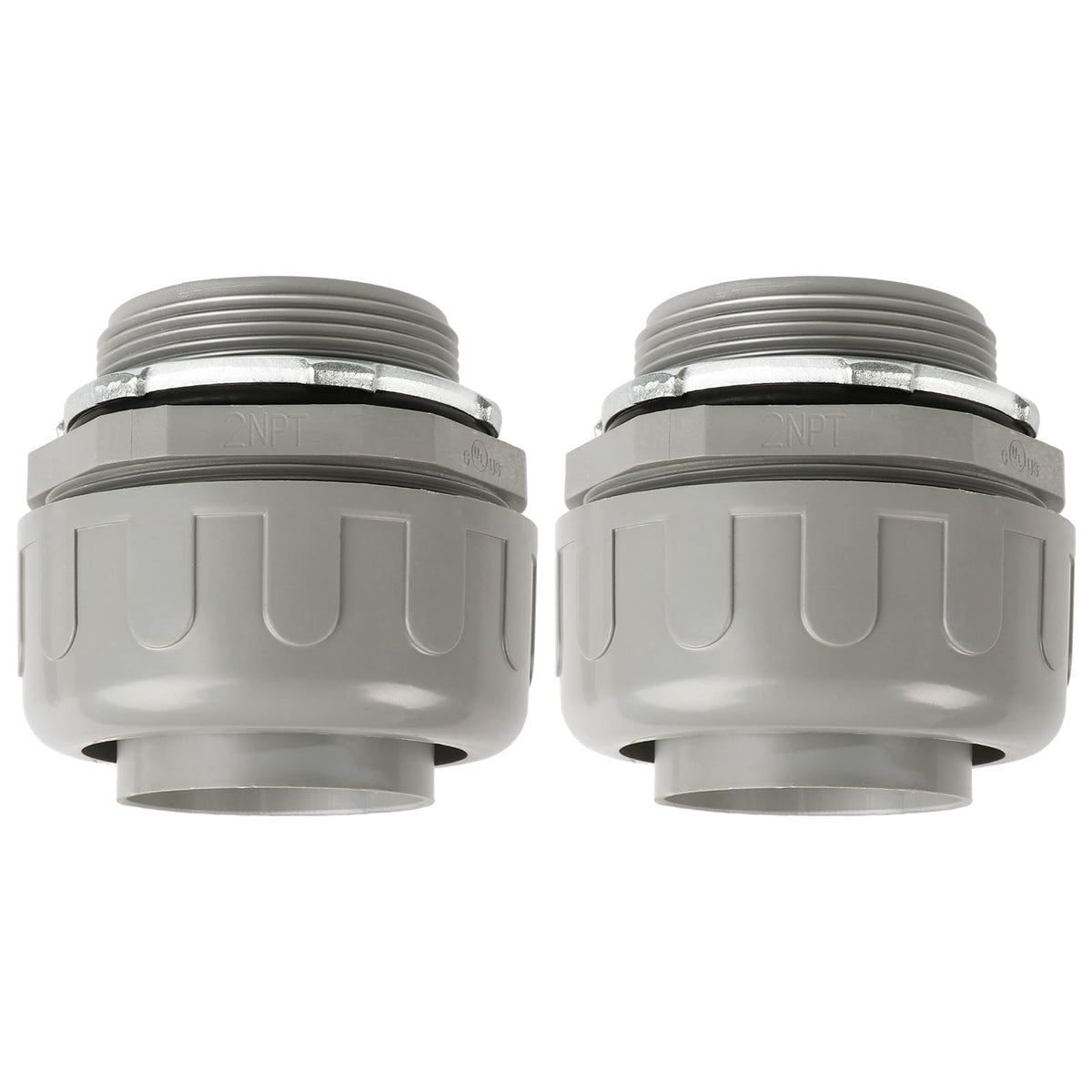 HDHAODA Conduit Connectors, 2 Inch, Straight, Grey, 2-Pack