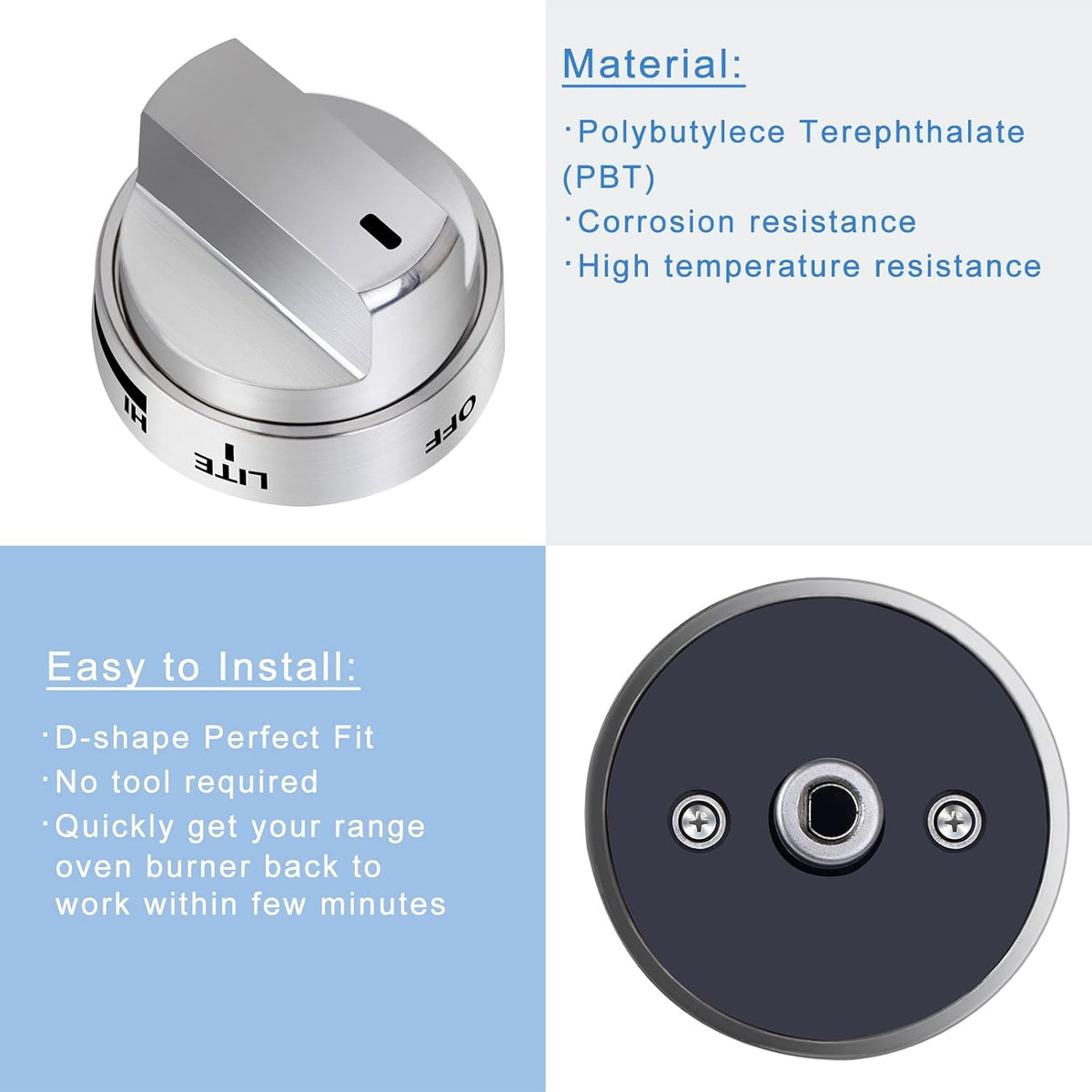 AEZ73453509 Stove Knobs Burner Control Knobs Replacement Compatible with LG Gas Stove/Oven/Range Knobs, Replace for AEZ72909008,AP5669773,PS7321756 (5 Packs)