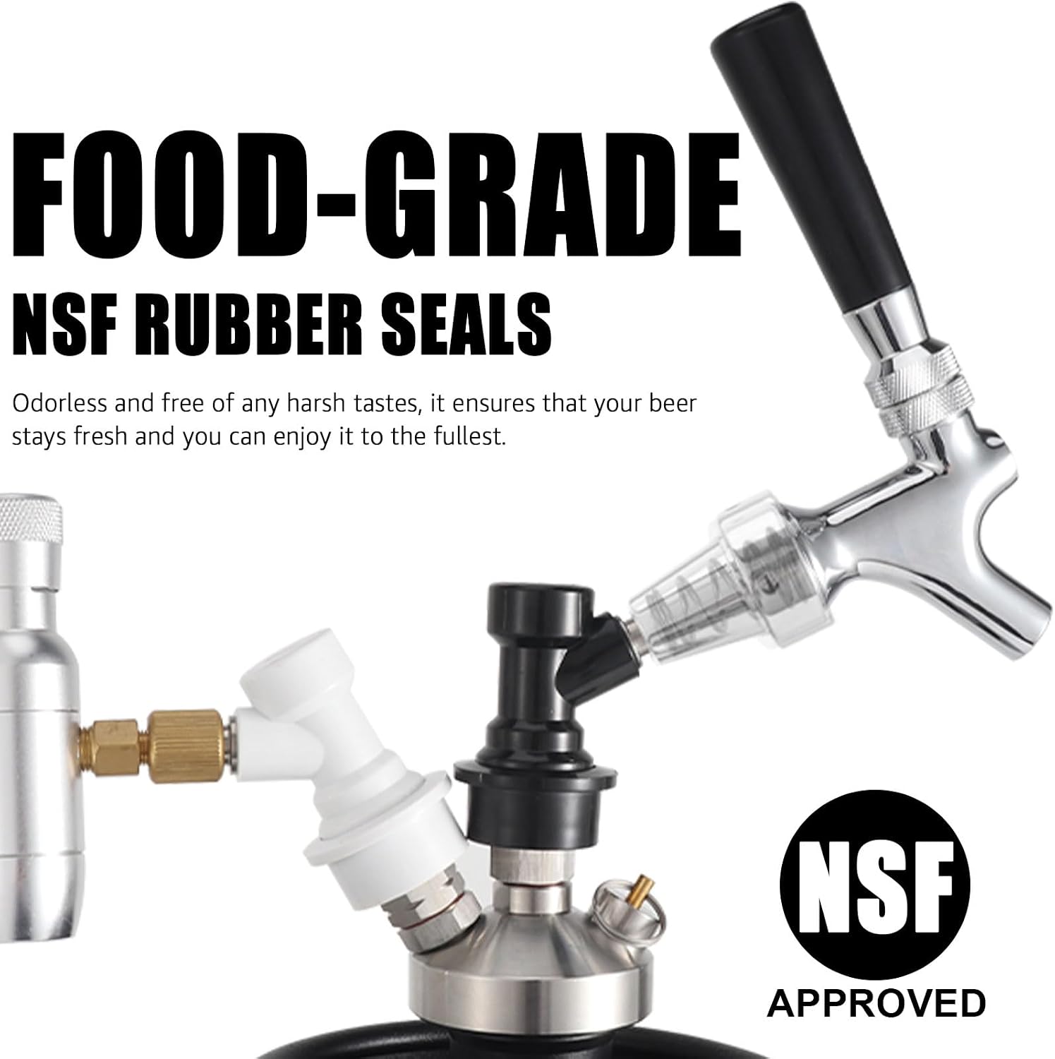 Stainless Steel Core Ball Lock Beer Faucet, Self-Closing Beer Tap | Keg Tap Faucet with Ball Lock Quick Disconnect