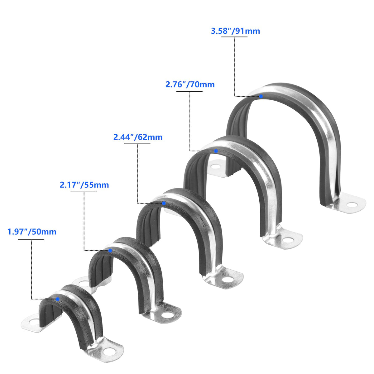 JDHGSHL 20PCS 1-9/16 Inch Reinforced Rigid Pipe Strap