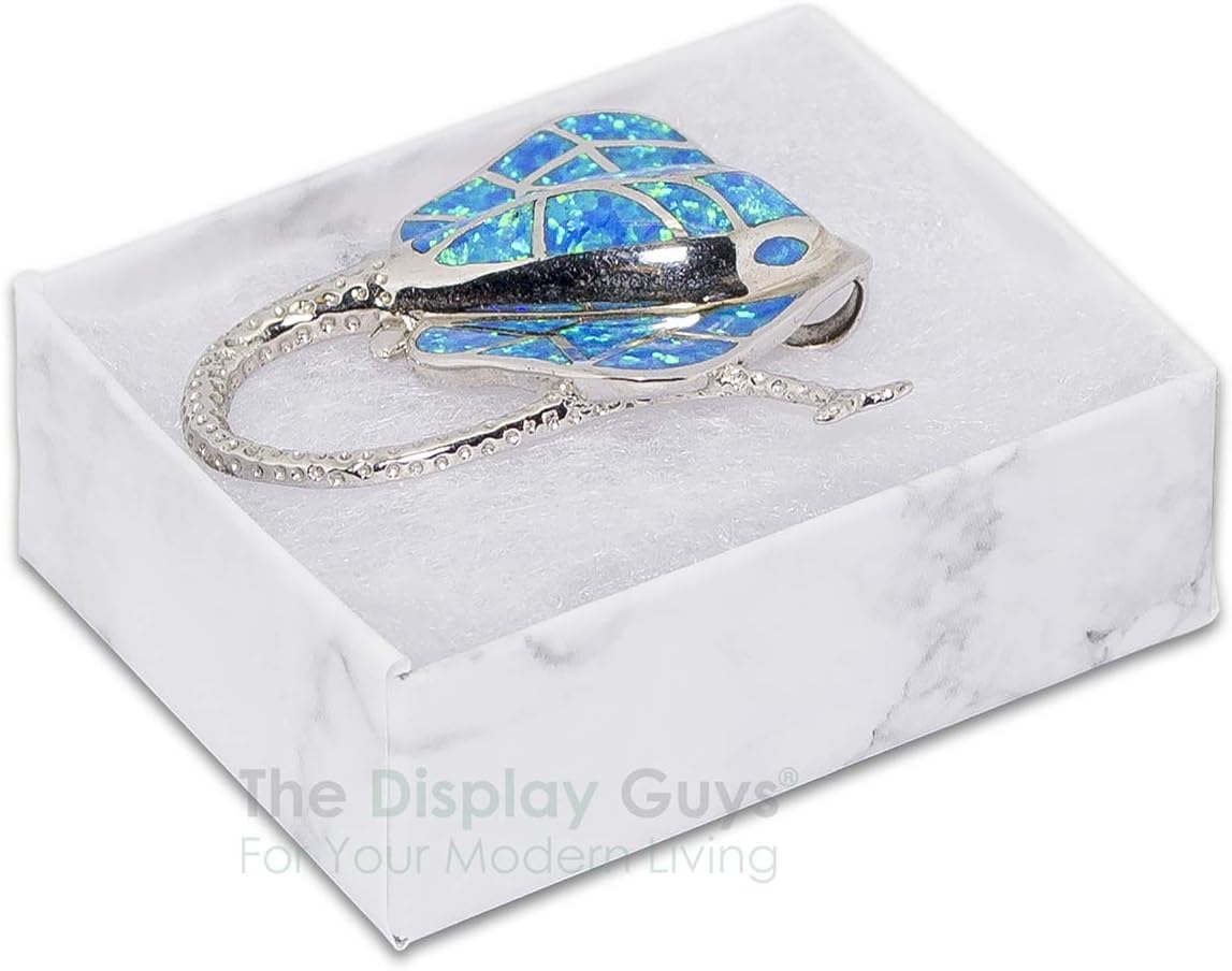 TheDisplayGuys 25 Cardboard Jewelry Gift Boxes with Inserts - Marble White