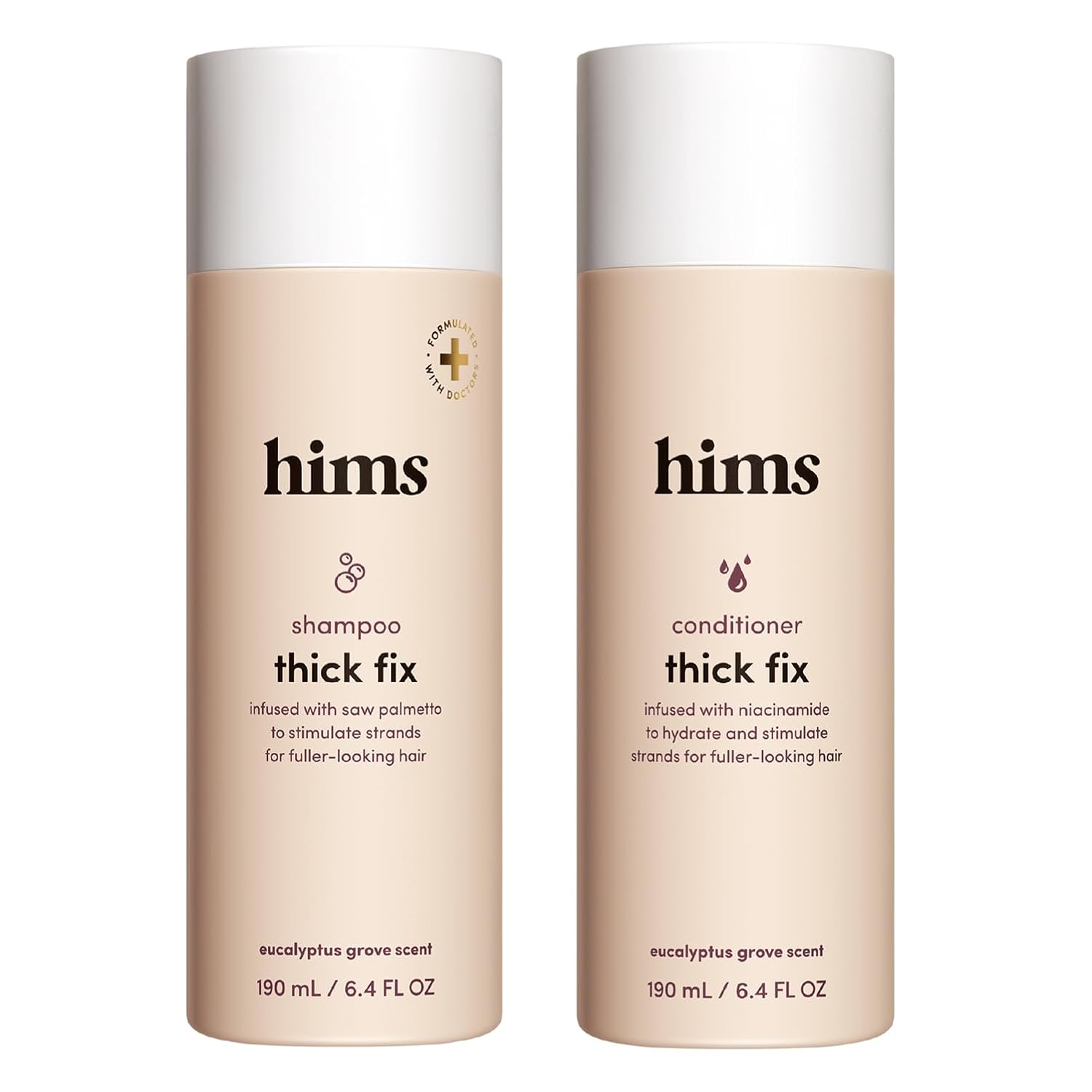 hims Thick Fix Shampoo & Conditioner Set - Saw Palmetto for Healthy Hair Growth & Thickening - Scalp Cleansing