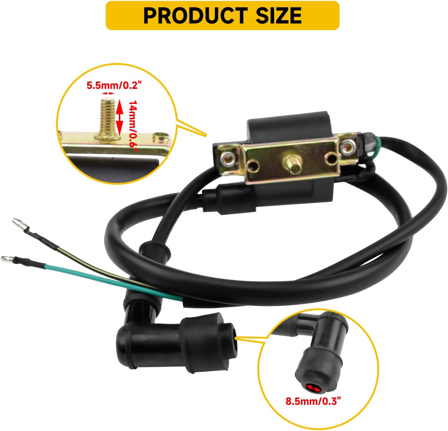 Ignition Coil and A7TC Spark Plug for Coolster 125cc 110cc 90cc 70cc 50cc Taotao DB10 Cheetah Roketa Baja Kazuma