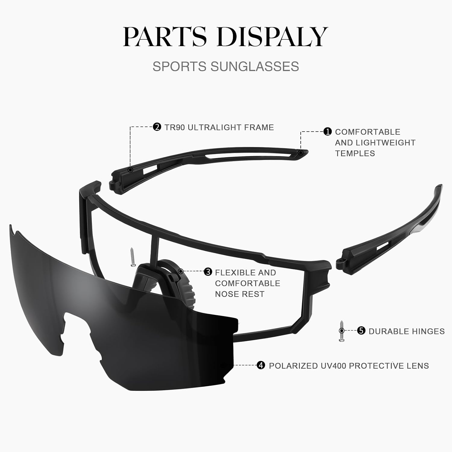 Polarized Sport Sunglasses Men Women TR90 Lightweight UV400 | Polarized Sport Sunglasses with TR90 Lightweight Frame