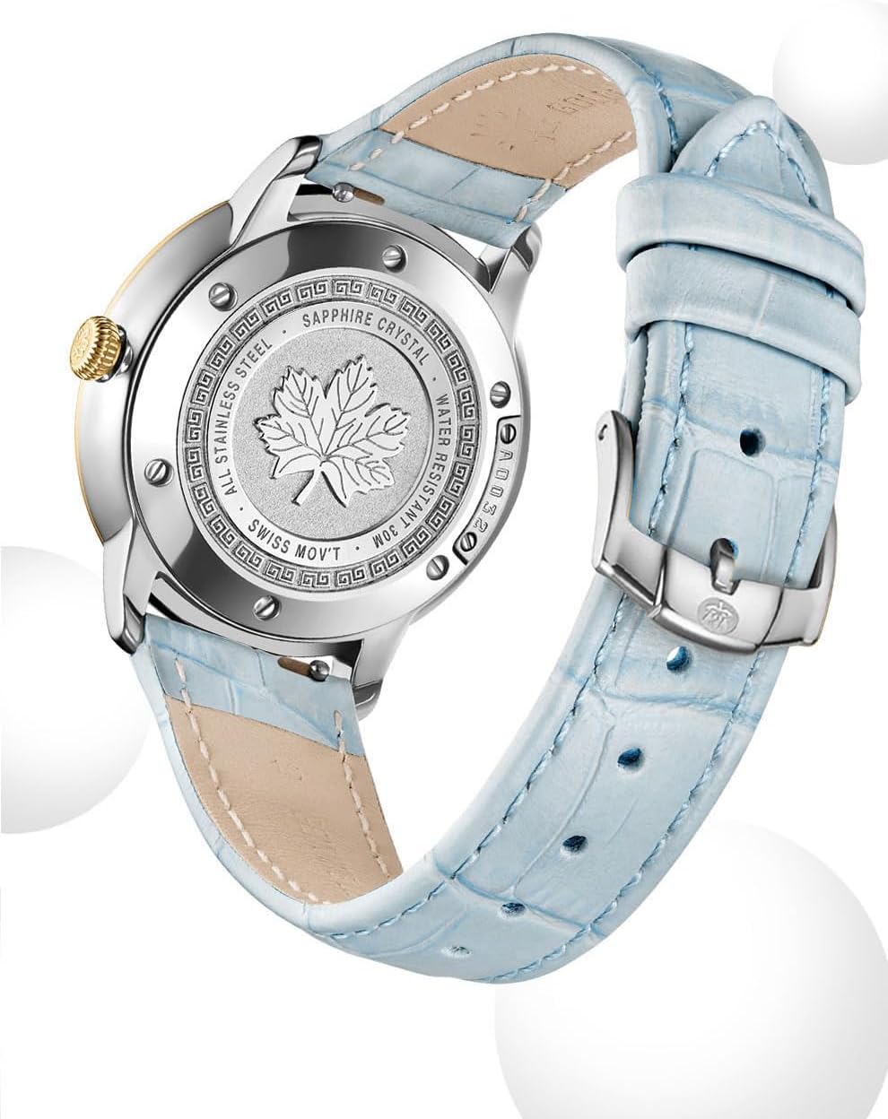Dainty Watches for Women, Mother-of-Pearl Dial and Swiss Quartz Movement, Ladies Watch with Leather Strap