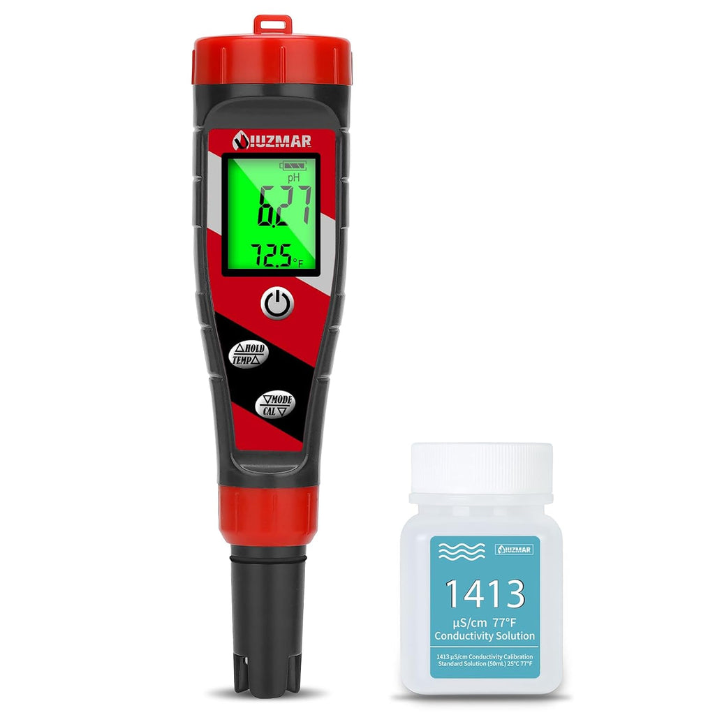 pH Meter for Water Hydroponics Supplies 4 in 1 pH PPM ECTester | pH Up and Down Tester Digital PPM Meter EC Meter