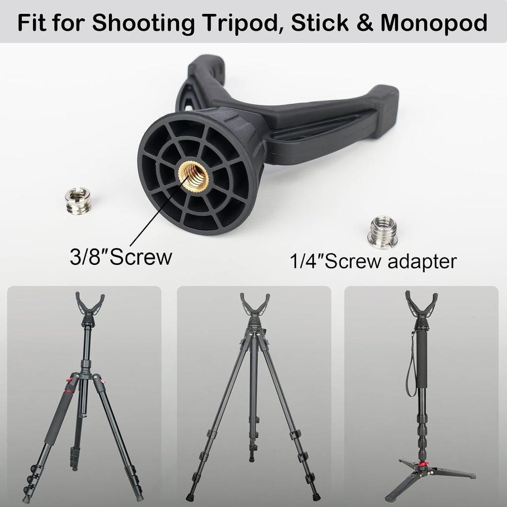 360° Rotating V Yoke Shooting Rest for Rifle Compatible with Shooting Stick Hunting Tripod, Gun Tripod and Monopod