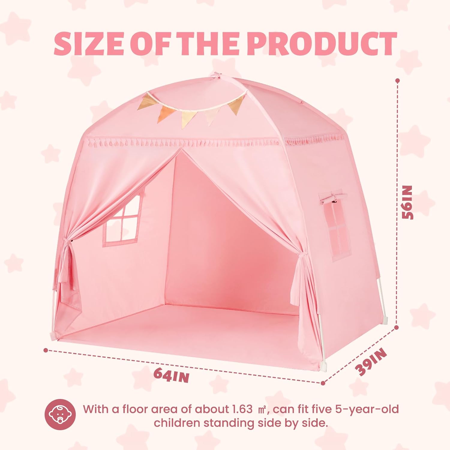 Large Teepee Tent for Kids - Tent Indoor Kids Teepee Tent for Boys & Girls - Kids Play Tent Inside Canopy Bed for