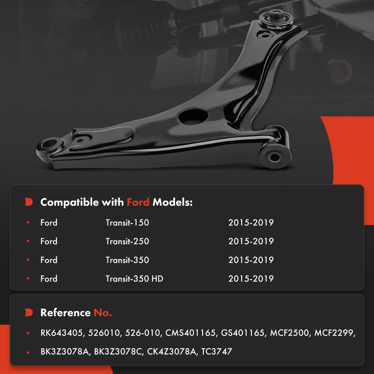 A-Premium Front Right Lower Control Arm, with Bushing, Compatible with Ford