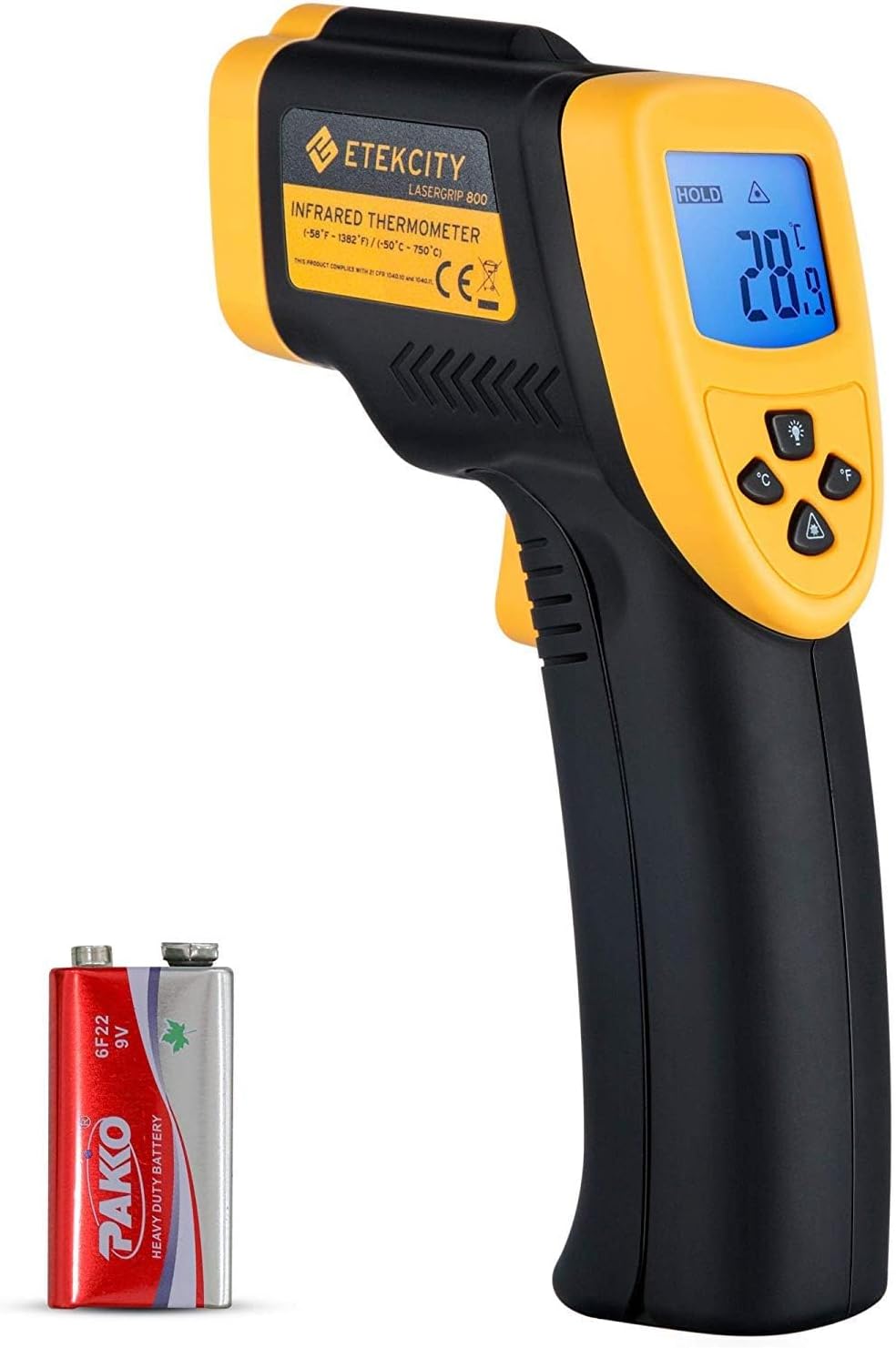 Infrared Thermometer Laser Temperature Gun, -58℉~1382℉, D:S 16:1