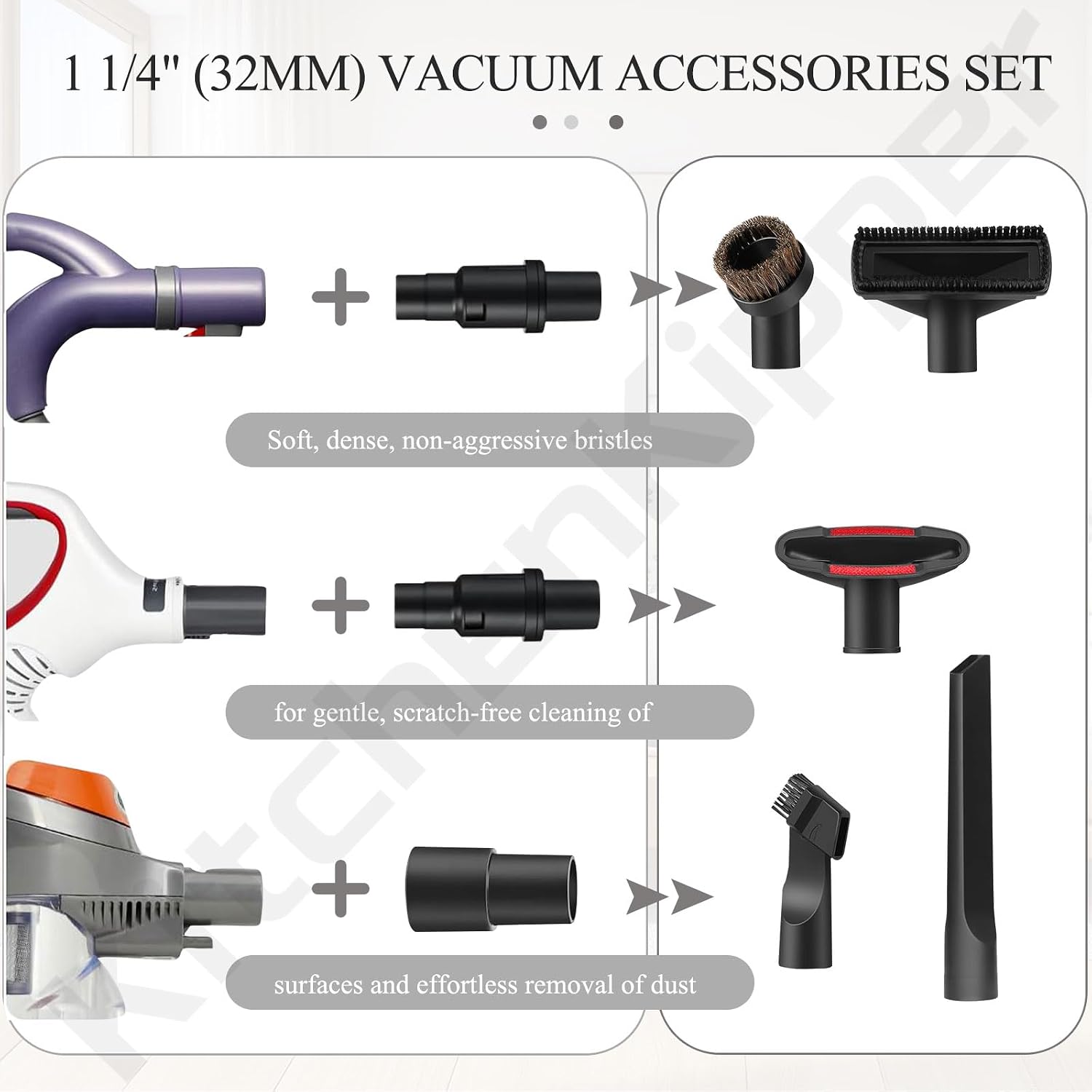1 1/4" (32mm) Vacuum Attachments Compatible with Shark Navigator Lift-Away NV350, NV352, NV360, NV500 NV501, Rocket