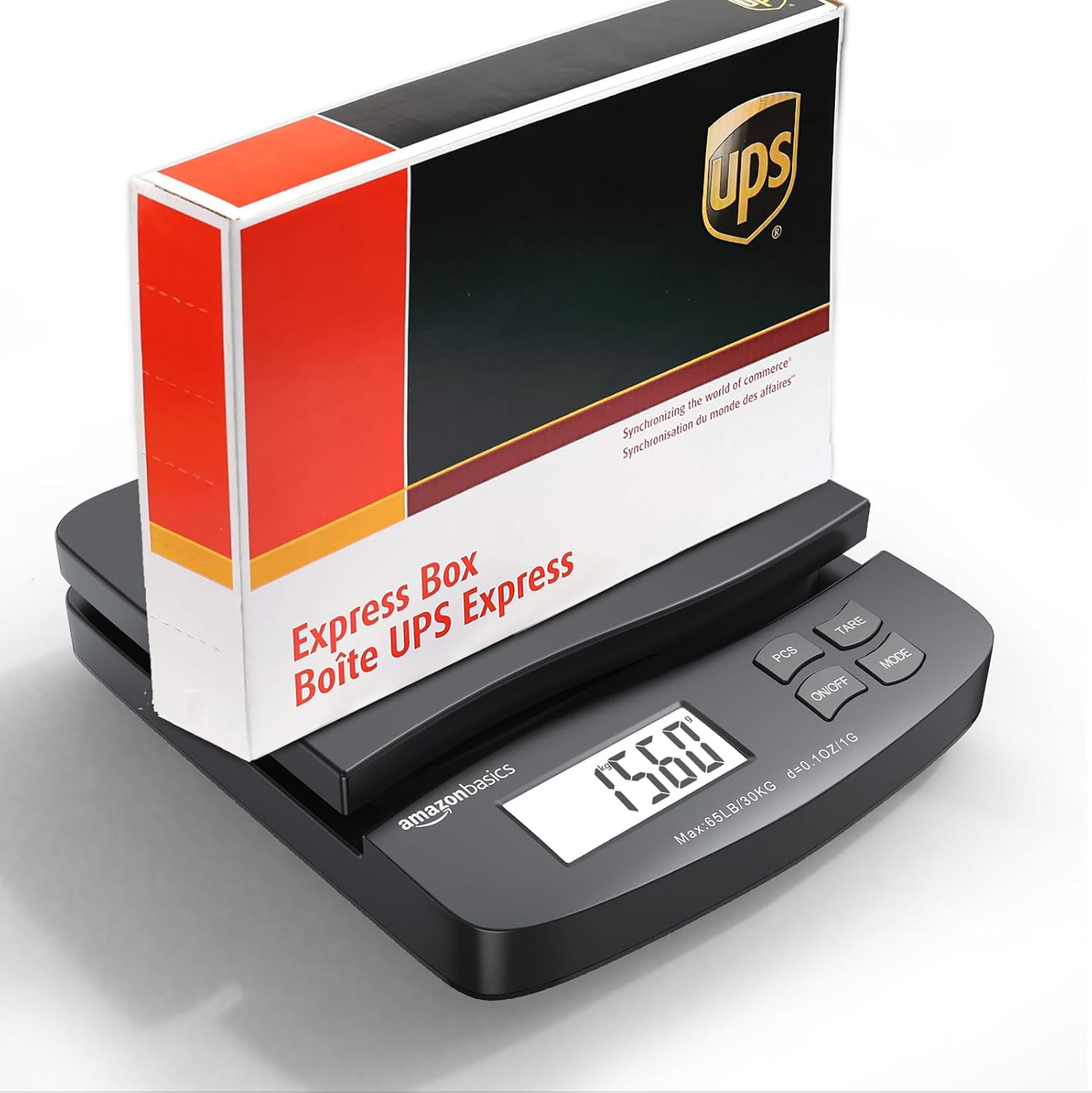 Digital Postal Shipping Scale with Tare Function, AC Adapter, 65 lb Capacity, 0.1 oz Readability, LCD Display, Black