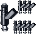Upgraded 4 Holes Flex Fuel Injector Fit For GMC: Sierra/Savana/Yukon, For Chevy: Silverado/Express/Suburban/Tahoe, For Cadi Escalade, V8 4.8L/5.3L/6.0L 2010-2017，OEM # 12613411, 217-3411(8 Pcs)