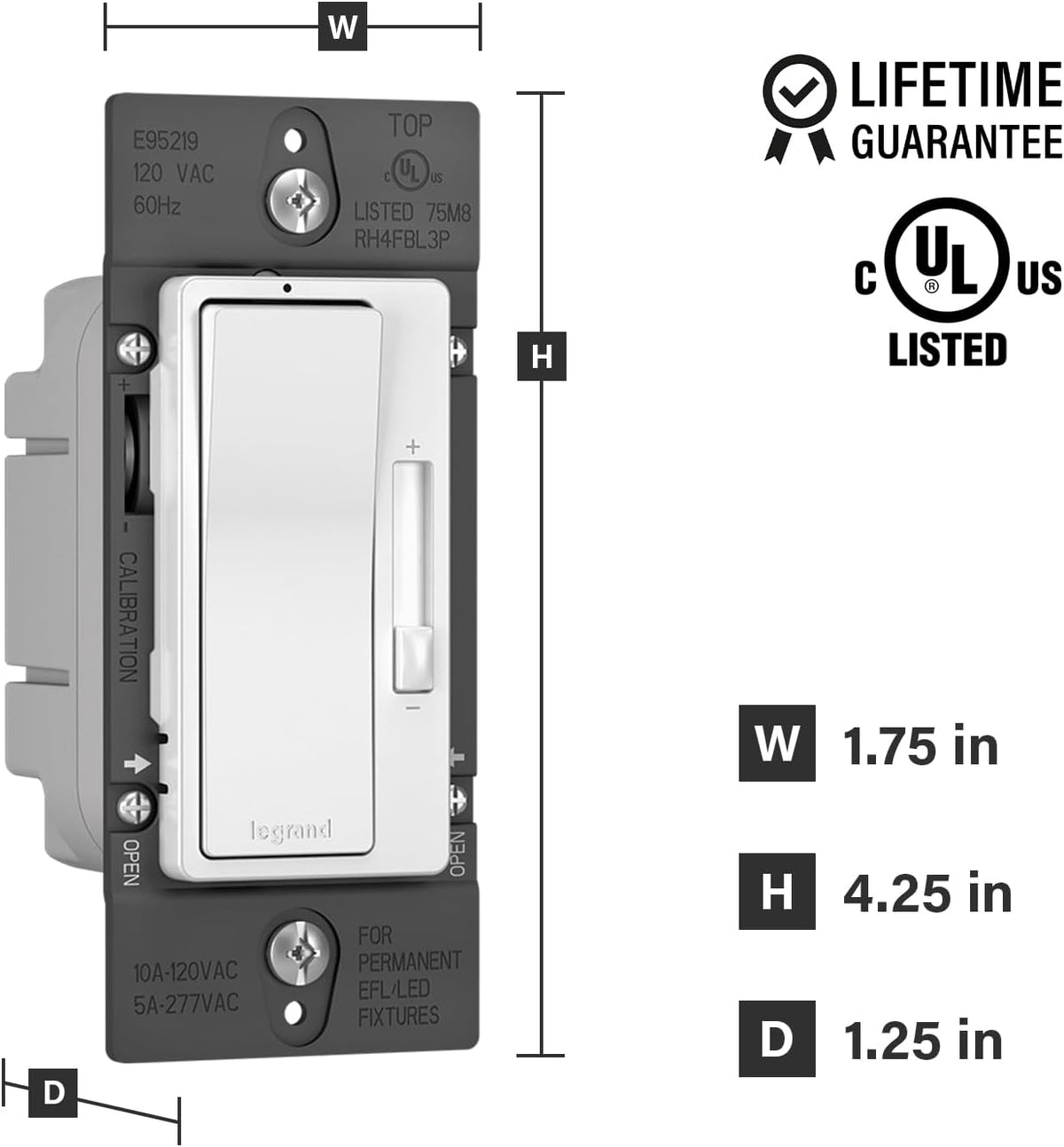 Legrand Radiant 0-10V LED Dimmer Light Switch, Tri-Color, 1-Pack