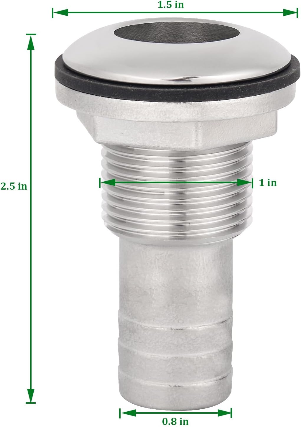 316 Stainless Steel Boat Thru-Hull Fitting Drain for 3/4" I.D. hose