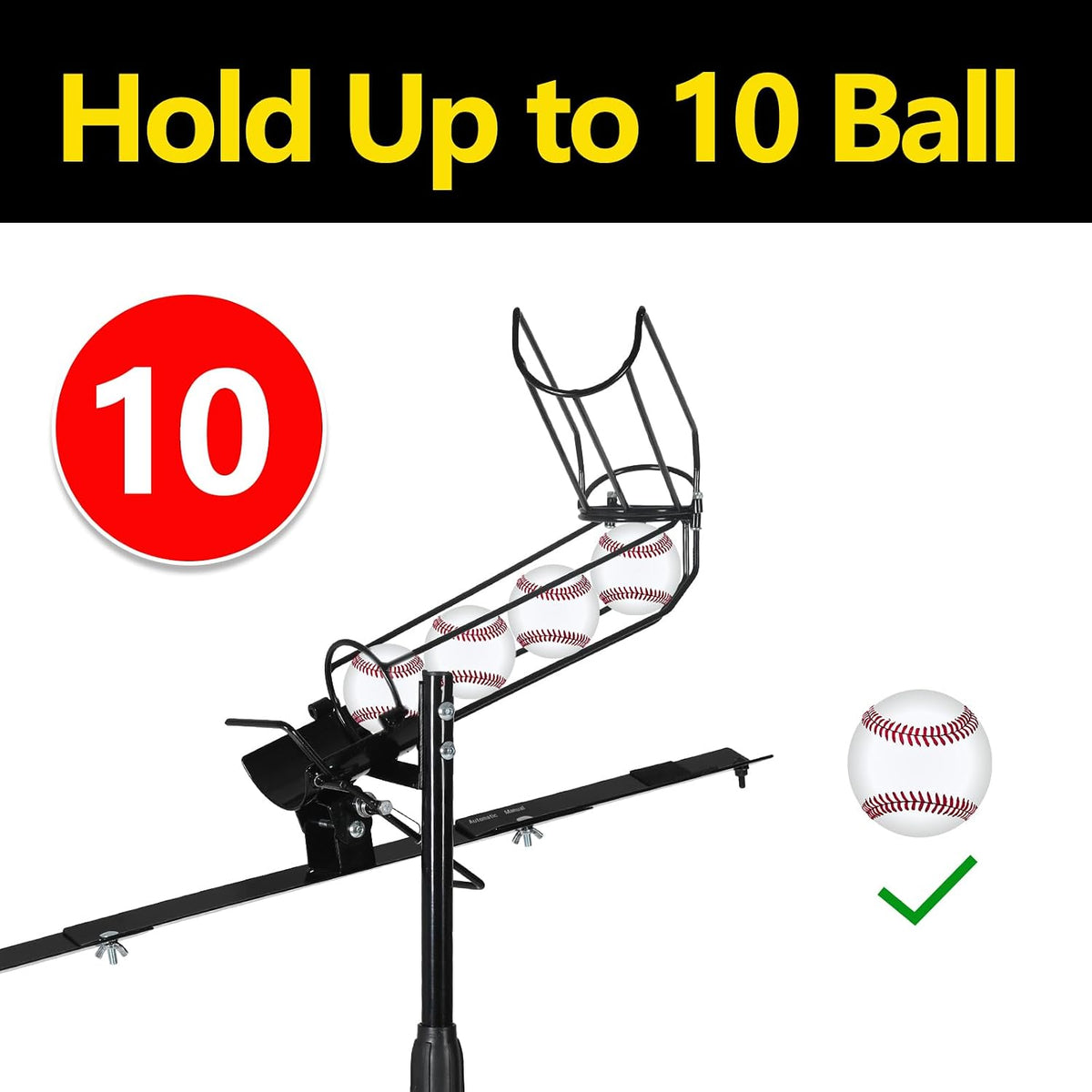 Baseball Soft Toss Pitching Machine | Training System, Support Auto & Manual Ball Drop, Height Adjustable, Hold Up to