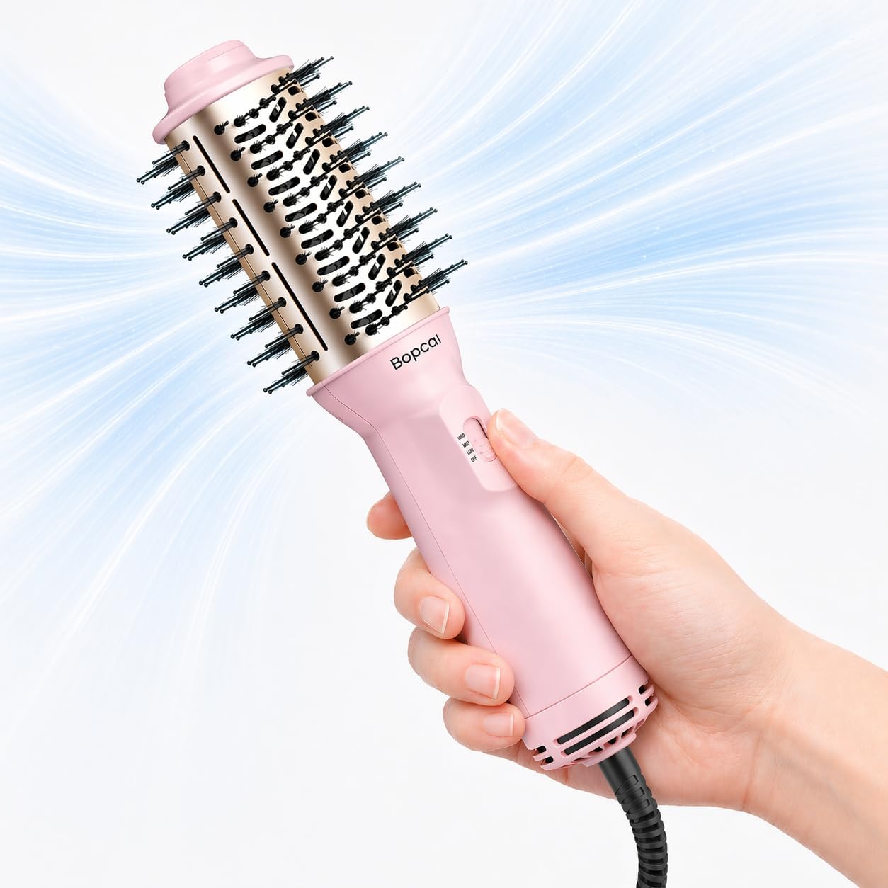 Travel Blow Dryer Brush in one, Dual Voltage 120V-240V Mini Hair Dryer Brush, Portable 2-Inch Hot Air Brush, 4-in-1