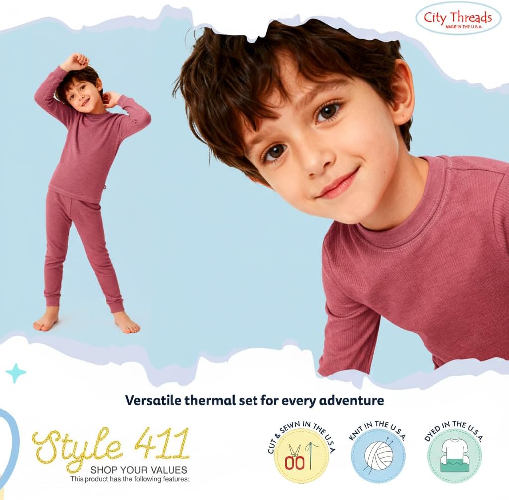 Baby Boys Thermal Underwear Set Sensory Friendly Kids Long Johns, Thermal Set for Boys Base Layer for Ski