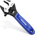 4-Inch Mini Adjustable Wrench, Cr-V Steel Wide Jaw Black Oxide Wrench for Small Nuts, Metric & SAE Scales