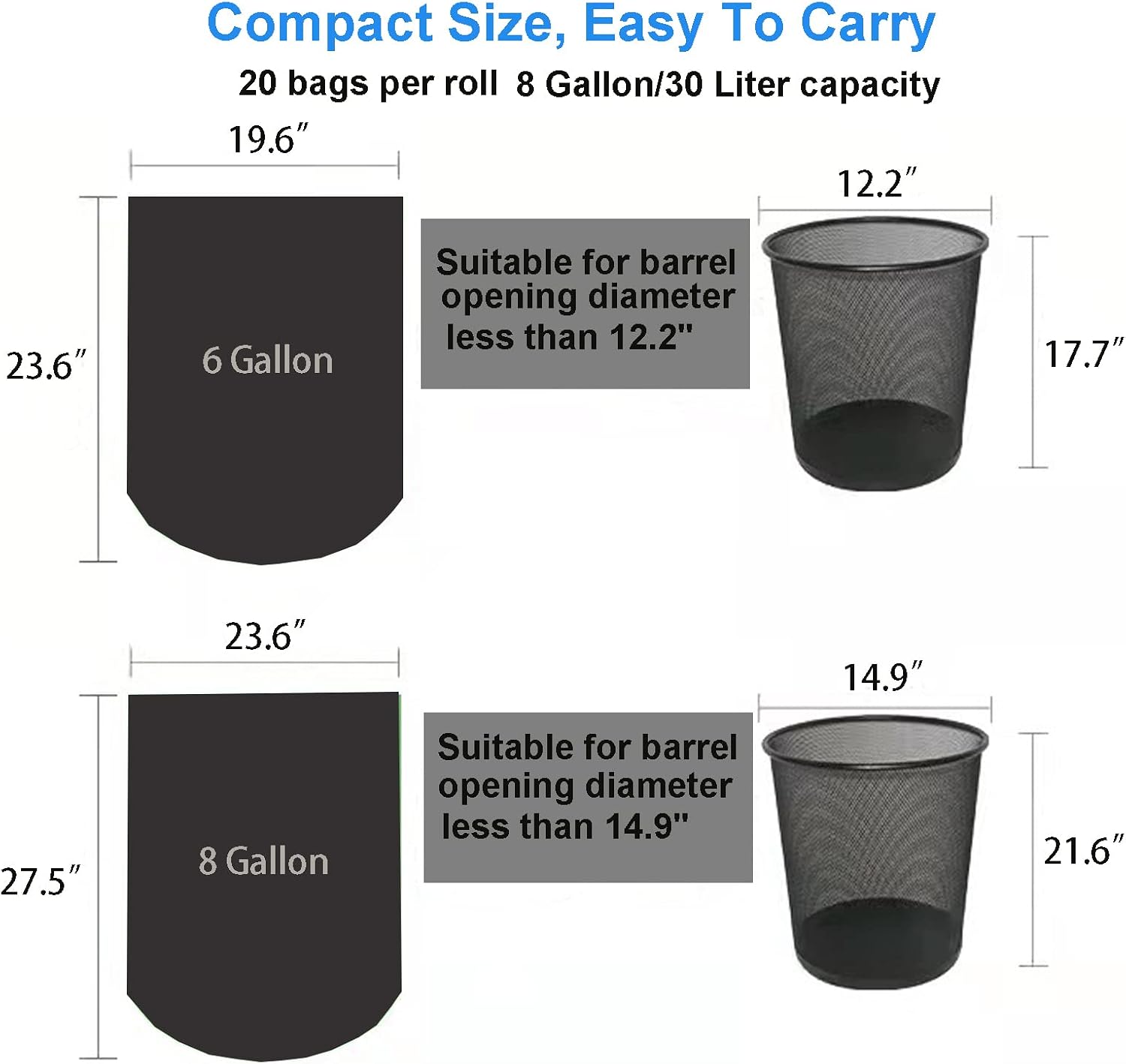 Compostable Camping Toilet Bags - 40 Count, 8 Gallon, 30 Liter, Portable Toilet Replacement Bags for Outdoors