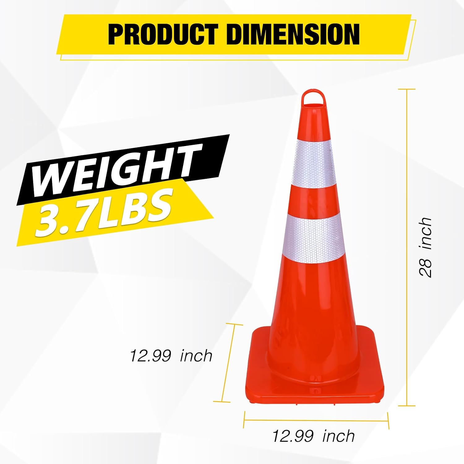 28 Inch PVC Traffic Safety Cones, 4-Pack | Flexible PVC Construction, With Reflective Collars, Ideal for Road Safety