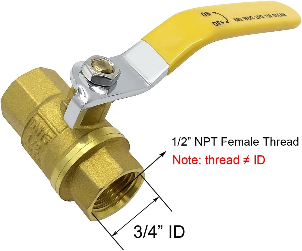 Brass 1/2" FNPT Shut-Off Ball Valve and 1/2" MNPT Nipple Connector