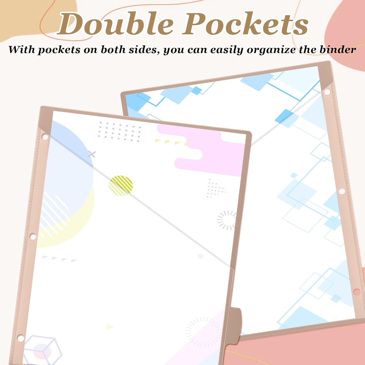 24 Pcs Binder Dividers for 3 Rings Binders Index Dividers with Two Clear Pockets Plastics Sheets Protectors with Tab