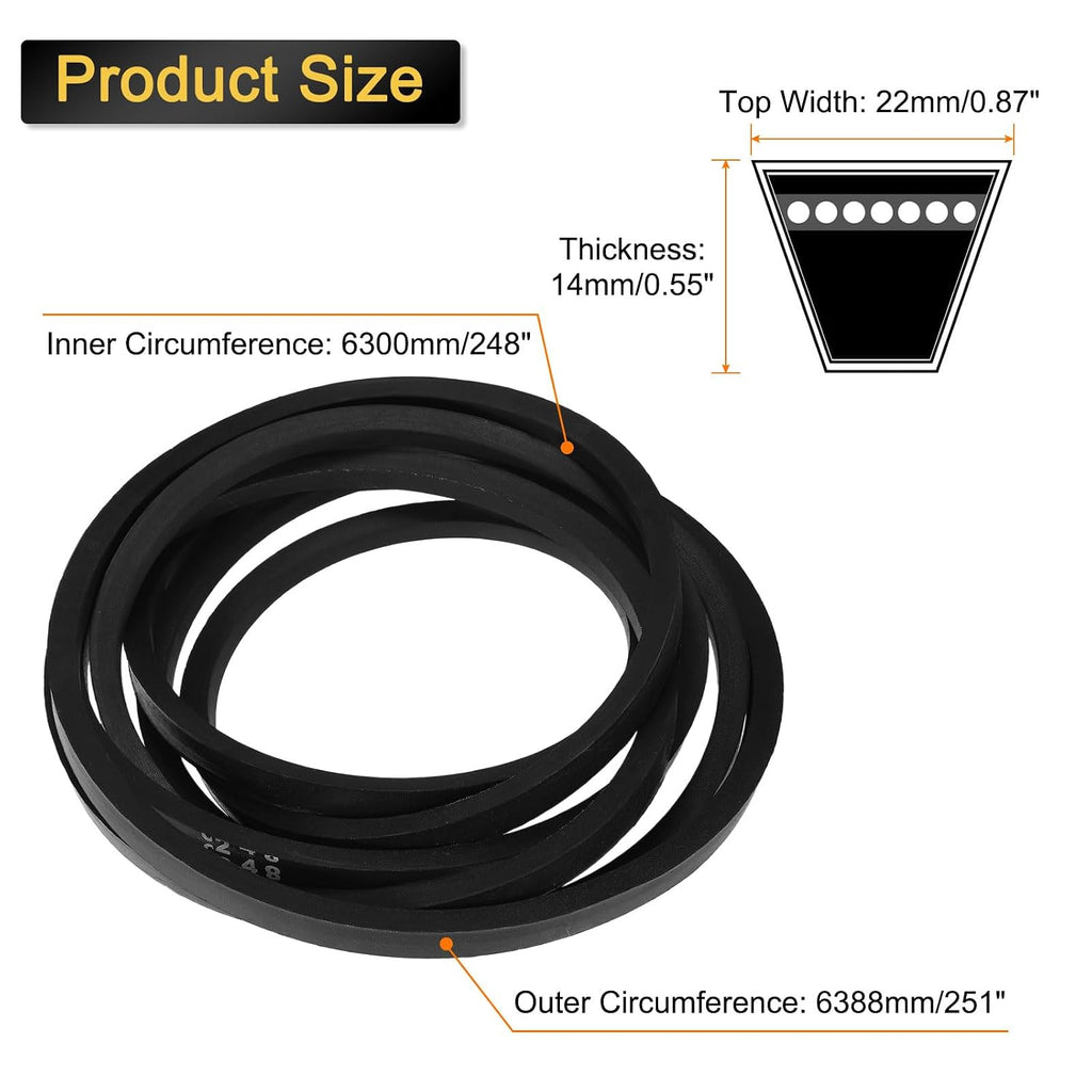 uxcell C248 Drive V-Belt, 251.5" Outside Circumference Rubber V-Belt, Black