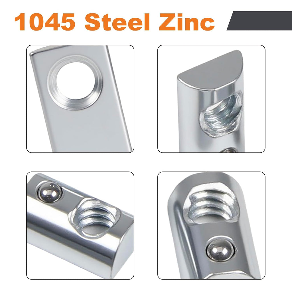 1/4"-20 Threaded Steel Roll in T-Nut with Ball Spring, 22PACK