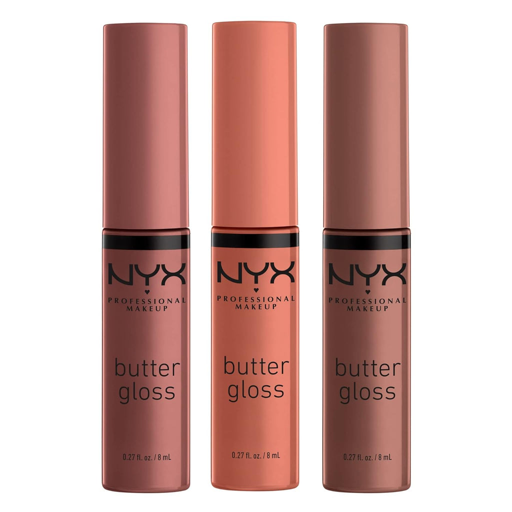 Butter Gloss Brown Sugar, Non-Sticky Lip Gloss - Pack Of 3 (Sugar High, Spiked Toffee, Butterscotch)