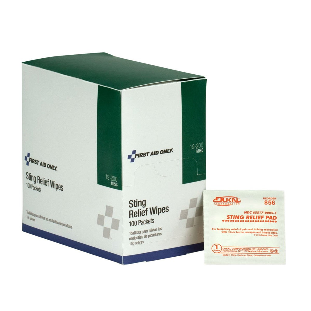 19-200 Sting Relief Wipes, 100 Count