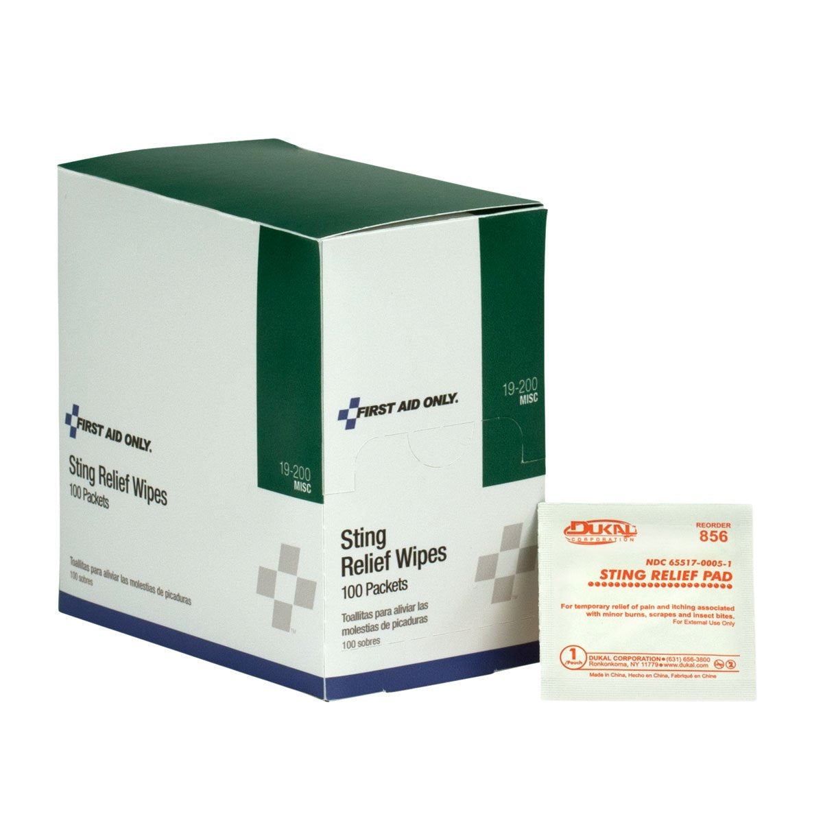 19-200 Sting Relief Wipes, 100 Count